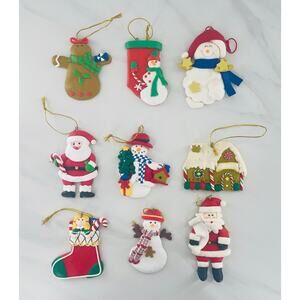 Set of 9 clay Christmas Ornaments